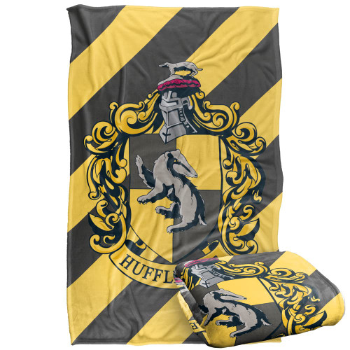 Harry Potter Stripe Hufflepuff Crest Silky Touch Super Soft Throw Blanket 36" x 58"
