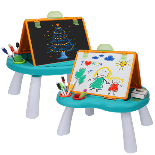 Tabletop Art Easel for Kids, Double Sided Portable Drawing Easels with Graffiti and Painting Supplies for Toddlers Boys and Girls (Blue)