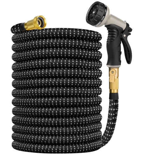 Garden Hose 75ft, Water Hose 75feet with 10 Function Spray Nozzle, Extra Strength 3750D, Durable 4-Layers Latex Flexible Hose with 3/4" Solid Brass Fittings, Leakproof Garden Hose 75ft, Water Hose 75feet with 10 Function Spray Nozzle, Extra Strength 3750D, Durable 4-Layers Latex Flexible Hose with 3/4" Solid Brass Fittings, Leakproof