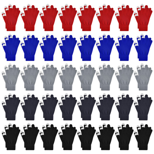 40 Pairs Winter Touchscreen Gloves Winter Magic Gloves Stretchy Knitted Winter Warm Gloves Warm Full Fingers Gloves for Men Women Adults (Multicolour)