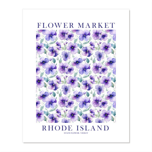 Rhode Island Violet State Flower Market Poster Purple Floral Wildflower Wall Art Botanical Print Travel Gift (18x24 inches)