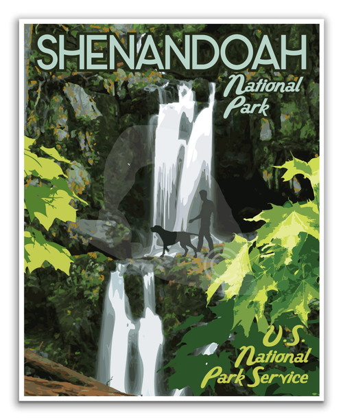 Shenandoah National Park Poster, Shenandoah National Park Vintage Style Print, Shenandoah Waterfall Print, Virginia Art (Poster, Canvas) (Poster, 18x24 Inches)