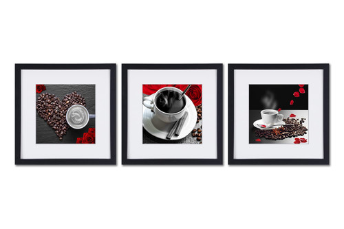 Coffee and Coffee beans Wall Art Framed Kitchen Pictures Canvas Wall Art Decor Wall Art Canvas Paintings Kitchen Bathroom Office Prints Modern Artwork for Living Room Bedroom (Black Framed)