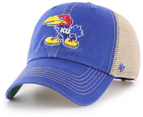 '47 Kansas Jayhawks Vintage Trawler Clean Up Adjustable Snapback Blue Trucker Hat, One Size