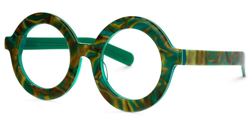 Zeelool Retro Thick Round Blue Light Blocking Glasses for Women Men Calhoun ZOA01776-03 Green-Floral