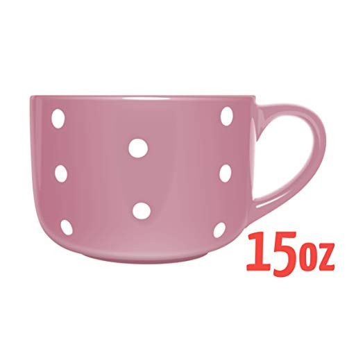 Polka Dot Mug by Govinda Crafts, Ceramic Coffee Cup 15 ounces, 450 milliliters, Cute Mugs for Women and Men, Colored Mugs (Purple)