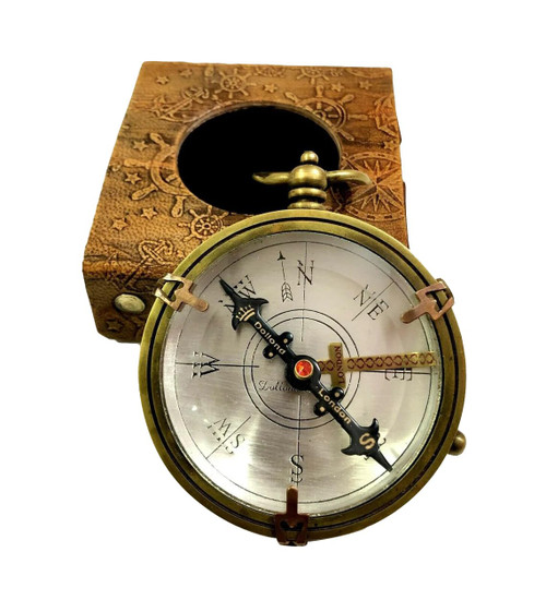 Antique Nautical Maritime Brass Pocket Compass with Leather Case Compass for Hiking/Traveling/Trekking Survival Compass Handmade Navigation Compass Antique Nautical Maritime Brass Pocket Compass with Leather Case Compass for Hiking/Traveling/Trekking Survival Compass Handmade Navigation Compass