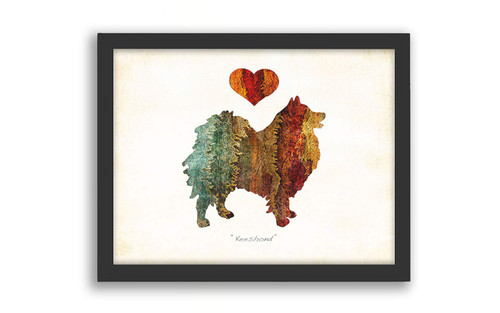 Keeshond Framed Dog Breed Watercolor Art Print by Dan Morris