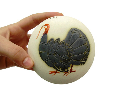Salt cellar. Stoneware Turkey Salt shaker, Pepper shaker
