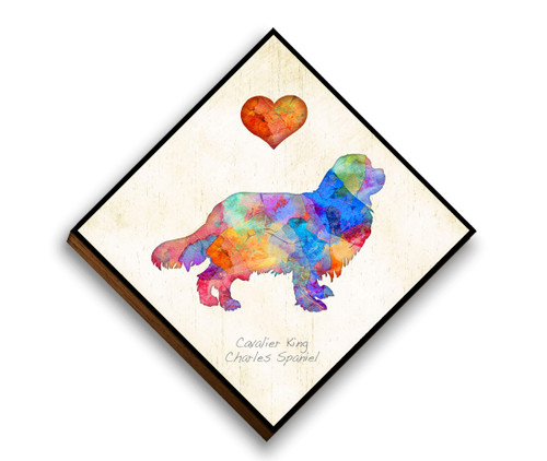Cavalier King Charles Spaniel Dog Diamond Shaped Mounted Art Print by Dan Morris