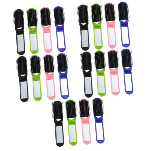 FRCOLOR 20 Pcs Folding Hair Comb with Mirror Folding Hair Brush Portable Hair Brush Mirrors Wallets Handheld Mirror Pocket Hair Comb Travel Hair Brush Compact Hair Comb Foldable Hairbrush