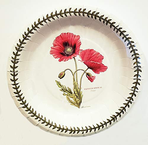 Botanic Garden Poppy Portmeirion by CR Gibson Coated Paper Luncheon Dessert Plates 8 Count