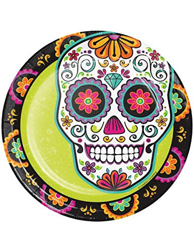 Dia De Los Muertos Day Dead Halloween Skull 8 Ct 7" Dessert Cake Plates