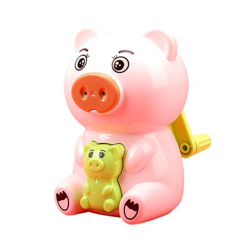 HEIMP Cute Pig Cartoon Pencil Sharpener,Hand Crank Pencil Sharpener,Pencil Sharpener for Colored Pencils, for Classroom/Home Pencil Sharpener (Color : White)