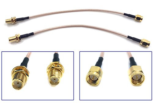 Pack of 2 RF RG316 SMA Male to SMA Female Nut Bulkhead Crimp Antenna Low Loss Coaxial Cable (6 inches (15 cm))