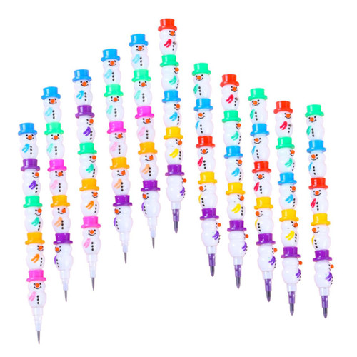 VILLCASE 80 Pcs Snowman Pencil Multi Pencil Cartoon Stacking Pencil Changeable Pencil Xmas Stationery Gift Stackable Push Pencil Animal Pencils Plastic Party Supplies Child Detachable