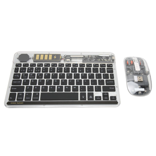 Heayzoki Wireless Keyboard Mouse Combo, 3 Mode Connectivity Bluetooth Keyboard Mouse, Transparent Ergonomic Backlight Keyboard, Adjustable DPI Mouse for Tablet PC Mobile Phone (Black)