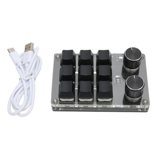 Hilitand OSU Gaming Keyboard, Wireless Dual Mode One Handed Macro Mechanical Keyboard with 9 Keys and 2 Knobs Programmable Mini Keypad Standard Keyboard