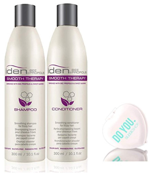 Iden Bee Propolis SMOOTH THERAPY Shampoo & Conditioner DUO Set (with Sleek Compact Mirror) (10.1 oz / 300 ml - DUO Kit)