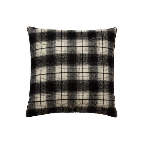 Creative Co-Op Square Fabric Pillow with Piping, Black and White Plaid