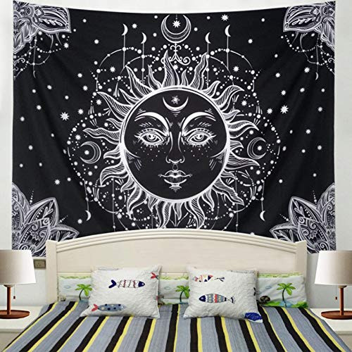 Racunbula Sun and Moon Tapestry Wall Hanging Psychedelic Wall Tapestry Black & White Celestial Tapestry Indian Hippy Bohemian Mandala Tapestry for Bedroom Living Room Dorm Racunbula Sun and Moon Tapestry Wall Hanging Psychedelic Wall Tapestry Black & White Celestial Tapestry Indian Hippy Bohemian Mandala Tapestry for Bedroom Living Room Dorm