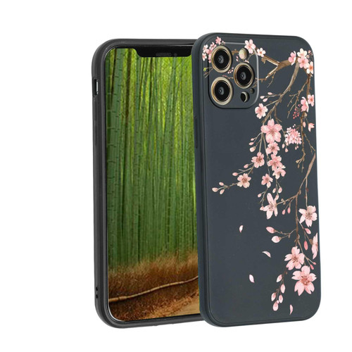 Compatible with iPhone 12 Pro Max Cherry Blossom Case,Pink Cherry Blossom Sakura Flower Floral Stylish Graphic for iPhone Case Women Girls,Shockproof Soft Silicone Protective Gifts Case for iPhone