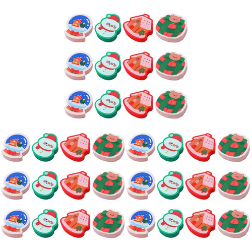 NUOBESTY 36 Pcs Christmas Eraser Snowman Erasers Santa Erasers Christmas Mini Erasers Stationery Erasers Christmas Pen Eraser Erasers Party Favors Reindeer Erasers Bulk Christmas Tree Child