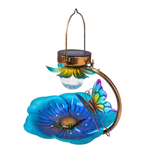 PACKOVE Solar Bird Feeder Bird Feeders for Outside Pigeon Feeder Tray Solar Wild Bird Bath Solar Wild Bird Feeder Bird Feeders for Outdoors Hanging Hummingbird Cardinal to Feed Glass