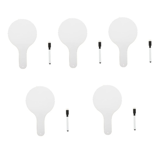 jojofuny 5 Sets Answer Board Answer Whiteboards Double Sided Paddles Mini Dry Erase Boards Dry Erase Paddle Boards Mini White Boards White Paddle Small Whiteboard Handheld Wood Child