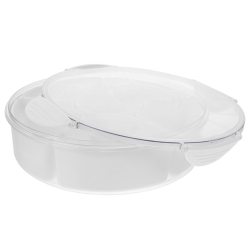 Zerodeko Round Decorative Tray Fruit Tray with Lid Food Tray Clear Container with Lid Fruit Containers with Lids Snack Containers Trays for Decor Snack Holder Pp White Desktop Fruit Box