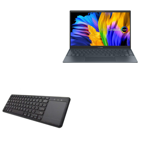 BoxWave Keyboard Compatible with ASUS ZenBook 13 (UM325) (Keyboard by BoxWave) - MediaOne Keyboard with TouchPad, USB Fullsize Keyboard PC Wireless TrackPad for ASUS ZenBook 13 (UM325) - Jet Black