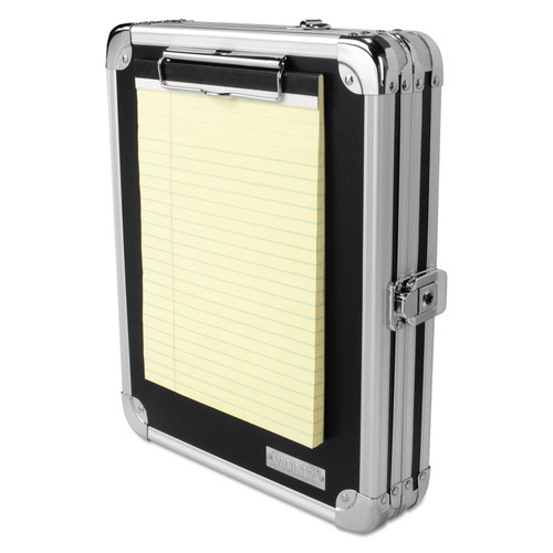 Wholesale CASE of 10 - Ideastream Locking Storage Clipboard-Locking Storage Clipboard, 8-1/2"x11", Black/Chrome