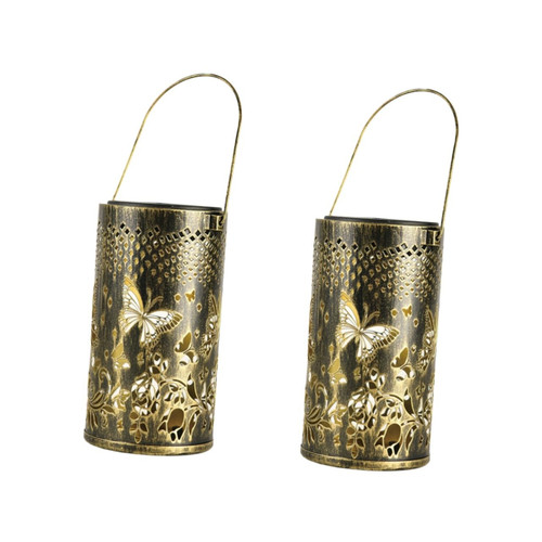 OSALADI 2pcs Solar Decorative Lights Garden Solar Lantern Decorative Hanging Lantern Iron Solar Lantern Solar Lawn Light Outdoor Decoration Garden Decor Wrought Iron Outdoor Light Portable