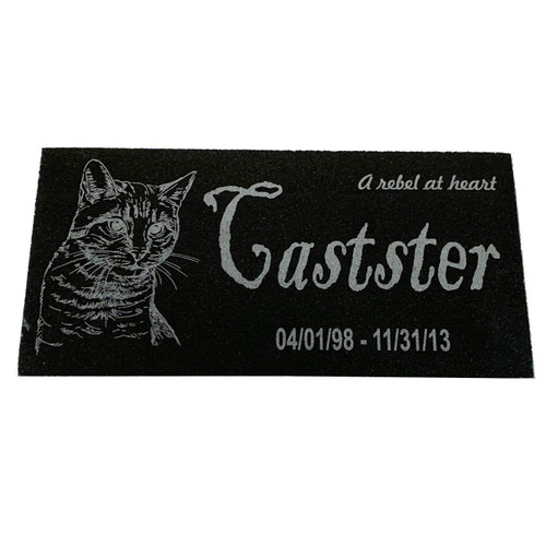 Cat Memorial Stone with Your Custom Inscription | Personalized Black Granite Dog Cat Marker | Headstone Garden Plaque Engraved with Pet Name Dates Custom Pet Loss Bereavement Sympathy Gift