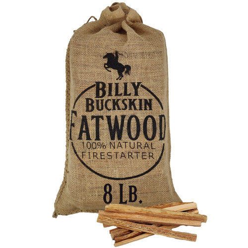 Billy Buckskin Co. 8 lb. Burlap Bag of Fatwood Fire Starter Sticks | Gift Set of Fatwood, Comes in a Stylish Burlap Bag | Start a Fire with just 2 Sticks | 8 Pound Bag