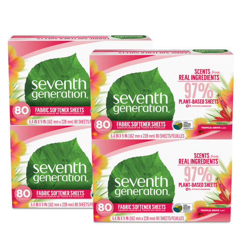 Seventh Generation Dryer Sheets Fabric Softener Tropical Grove Scent 80 Sheets (Pack of 4) Seventh Generation Dryer Sheets Fabric Softener Tropical Grove Scent 80 Sheets (Pack of 4)