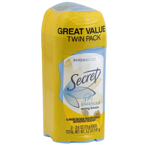 Secret Invisible Solid Antiperspirant & Deodorant, Twin Pack, Spring Breeze 2.6 oz (Pack of 3)