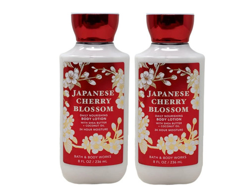 Bath and Body Works 2 Pack Japanese Cherry Blossom Body Lotion New Super Smooth Formula 8 Oz.