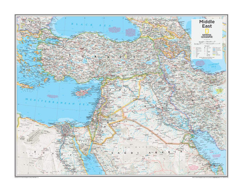 National Geographic: Middle East Wall Map - 28 x 22 inches - Paper Rolled