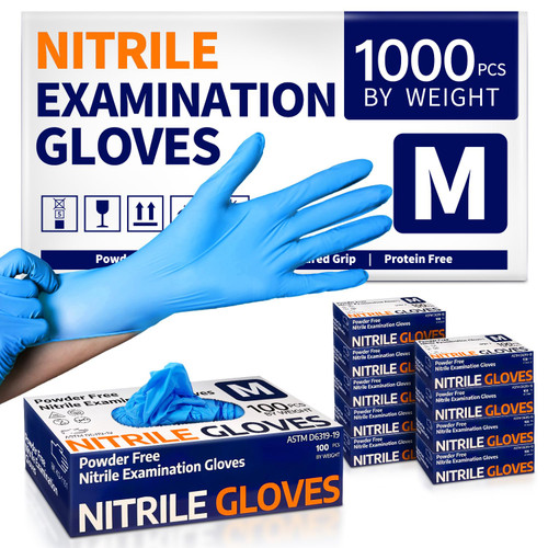 Supmedic Nitrile Exam Glove, 3.5 mil Disposable Medical Gloves Powder-Free Latex-Free, Case of 1000 pcs (Blue) (Medium) Supmedic Nitrile Exam Glove, 3.5 mil Disposable Medical Gloves Powder-Free Latex-Free, Case of 1000 pcs (Blue) (Medium)