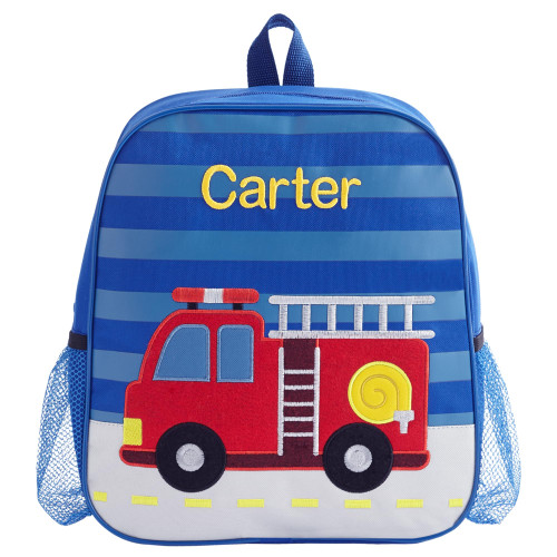 Let's Make Memories Personalized Just For Me Backpack - Back to School - Kid's Backpack - Tote School Supplies - For School, Sleepovers - Fire Truck Design - Customize Name