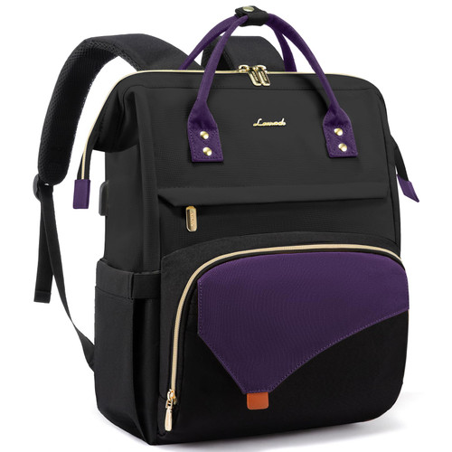 LOVEVOOK Laptop Backpack For Women, Teacher Work Backpack Purse, Waterproof Travel Backpack, Nurse Bags College Computer Back Pack, Casual Daypack, 15.6 Inch, Black-Purple LOVEVOOK Laptop Backpack For Women, Teacher Work Backpack Purse, Waterproof Travel Backpack, Nurse Bags College Computer Back Pack, Casual Daypack, 15.6 Inch, Black-Purple