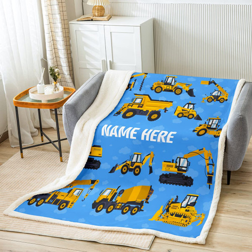 Construction Throw Blanket Kids Custom Name Dump Truck Sherpa Blanket for Bed Sofa Couch Excavator Equipment Trucks Fleece Throw Blanket Personalized Custom Plush Blanket Throw 50"x60" Construction Throw Blanket Kids Custom Name Dump Truck Sherpa Blanket for Bed Sofa Couch Excavator Equipment Trucks Fleece Throw Blanket Personalized Custom Plush Blanket Throw 50"x60"