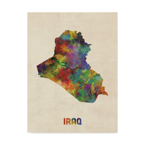 Trademark Fine Art Iraq Watercolor Map by Michael Tompsett, 14x19, Trademark Fine Art Iraq Watercolor Map by Michael Tompsett, 14x19,