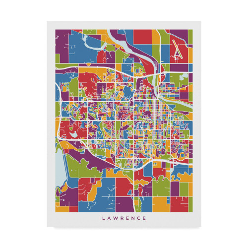 Trademark Fine Art Lawrence Kansas City Map by Michael Tompsett, 14x19