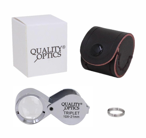 Quality Optics USA Folding Jewelers Loupe Pocket Magnifier (10X Hasting Triplet)