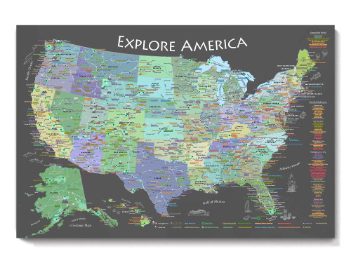 National Parks Map Poster Slate Edition (24W x 16H inches)