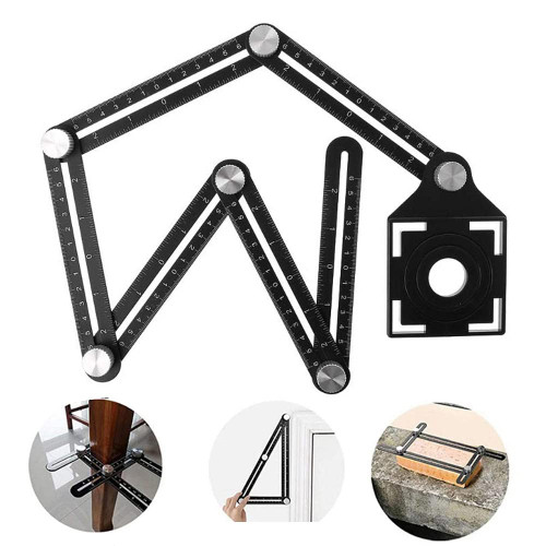 JINYISI Multi Angle Measuring Ruler, 6-Side Folding Angle Layout Measuring Ruler, Multi Angle Measuring Tool, Tile Angle Measuring Tool