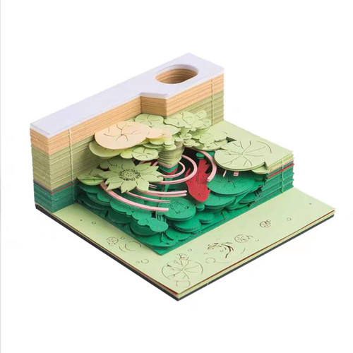 3D Notepad,3D Sticky Notes,Good Luck Koi 3D Paper Carving Model Artsy Pads,Artistic Notepad with Pen Holder,DIY Desk Art Paper Card Craft Notepad,3D Memo Pad for School Office Home