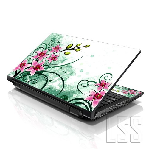 LSS Laptop 17-17.3" Skin Cover with Colorful Pink Flower Floral Pattern for HP Dell Lenovo Apple Asus Acer Compaq - Fits 16.5" 17" 17.3" 18.4" 19" (2 Wrist Pads Free)